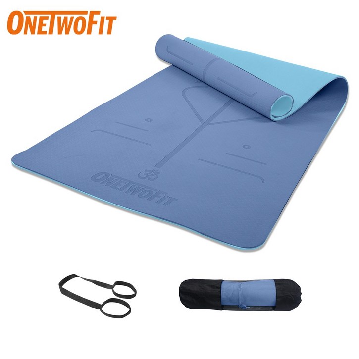 OneTwoFit 원투핏 프리미엄 체위선 두꺼운 요가매트 3컬러 선택가능, 1개, 블루
