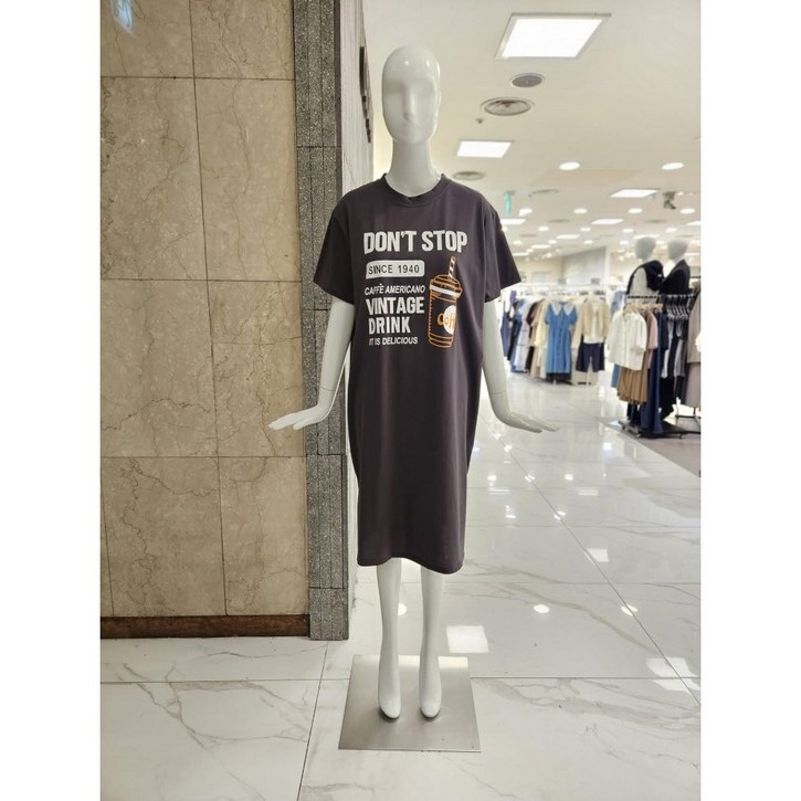 밸리걸 옆트임 스판 프린트 박시 원피스 813860