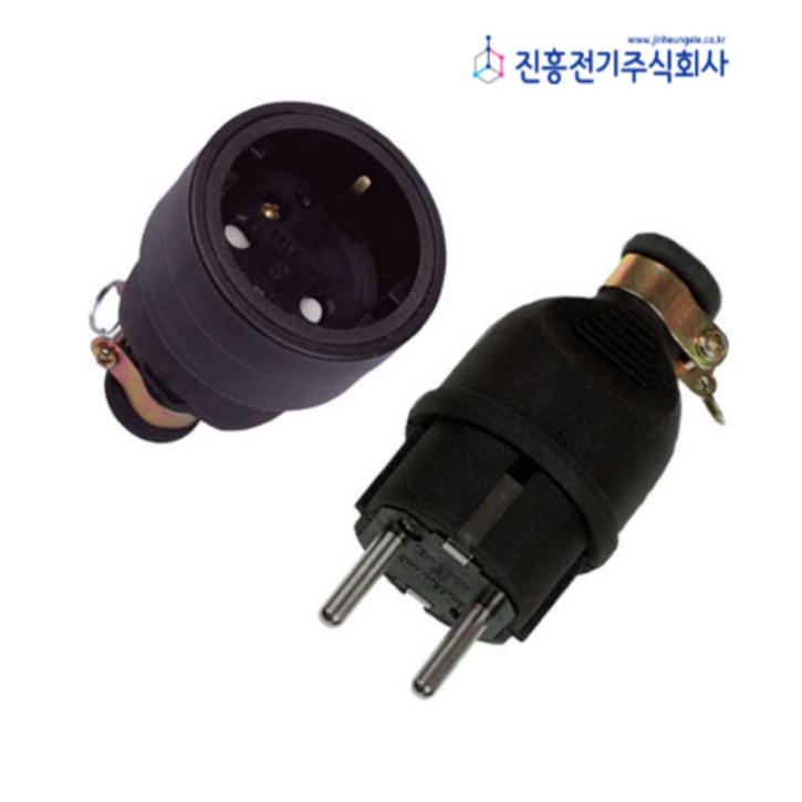 진흥전기 둥근형고무접지 코오드콘넥타 고무접지플러그 국산 KS 코넥터