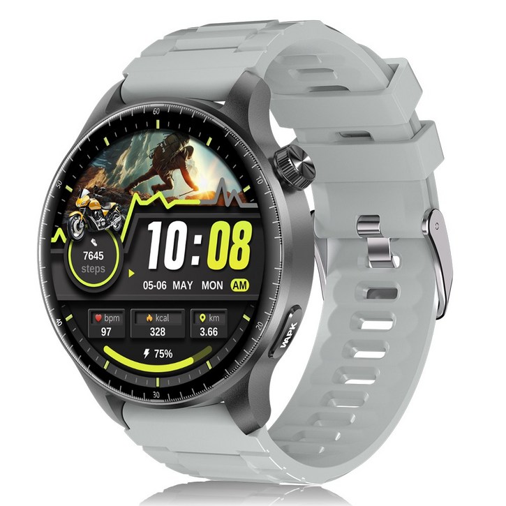 WAPIK 블루투스 통화가능 스마트워치 ST50 AI운동인식 1.52인치 AMOLED 대화면 한글판, GPS + 블루투스, 3.8cm, 실버