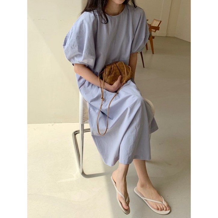 루어스룸 라벤더 소매퍼프 벌룬 데일리 롱원피스