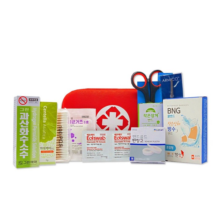 여행용 휴대용 파우치 캠핑 구급함 세트 하드케이스11종, 1세트