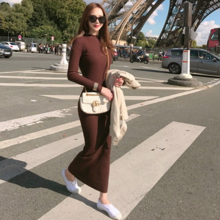 뉴욕멋쟁이 론리 골지 롱니트원피스