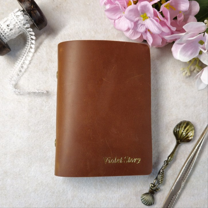 바이올렛스토리 다이어리 천연 소 가죽 6공 빈티지 다꾸