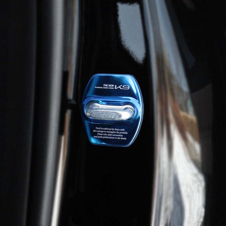 와이앤유 더뉴K9 로고 레터링 포인트 도어락 오염방지 크롬 도어스트라이커 체결커버 몰딩, 골드, 1개