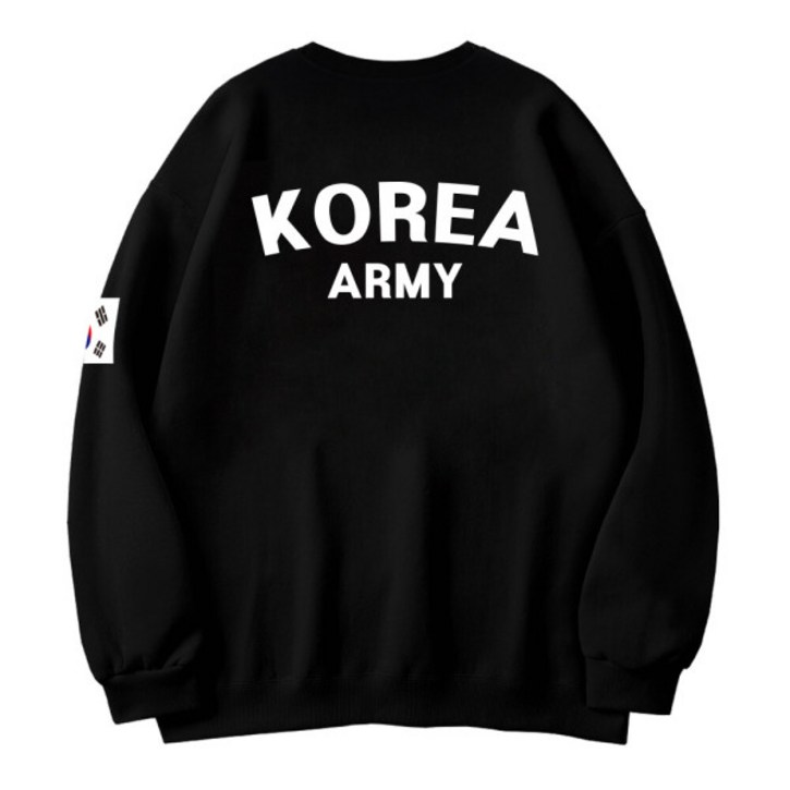 더팀 남녀공용 오버핏 기모맨투맨 코리아아미 로카 기본형