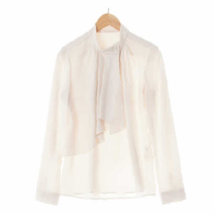 1209 잇미샤 아이보리 러플핀턱모크넥블라우스