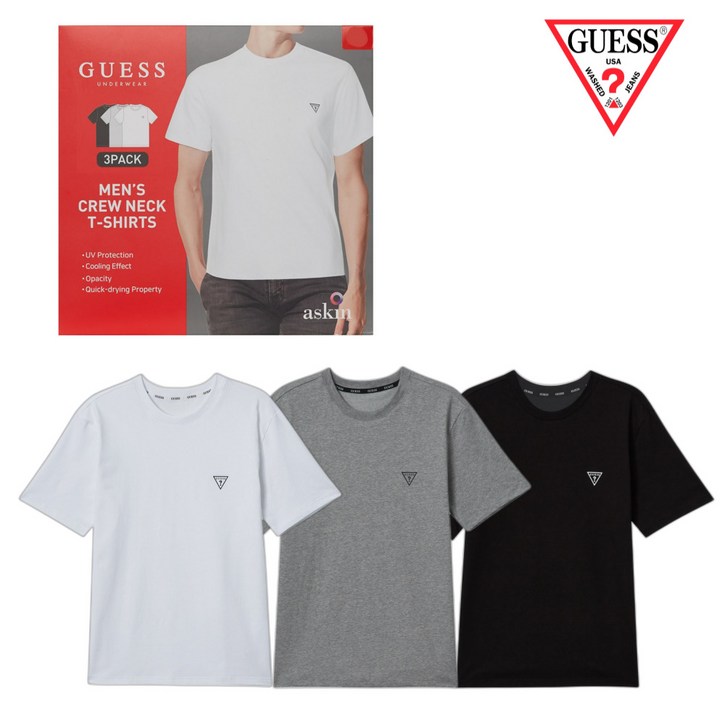 게스 남성용 크루넥 면티셔츠 3장세트 무지 라운드넥 교복 셔츠 이너티 레이어드 반팔티 게스 남성용 크루넥 면티셔츠 3장세트 무지 라운드넥 교복 셔츠 이너티 레이어드 반팔티