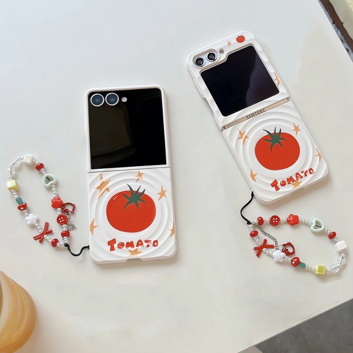얌코 핸드폰케이스 갤럭시 z플립7 z플립5 z플립6 맥세이프 휴대폰케이스 화이트 토마토