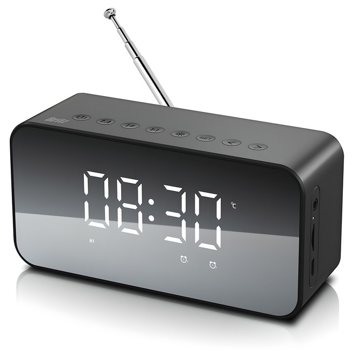 브리츠 라디오 알람시계 겸용 블루투스 스피커 BZMX2100, BZMX2100, 블랙
