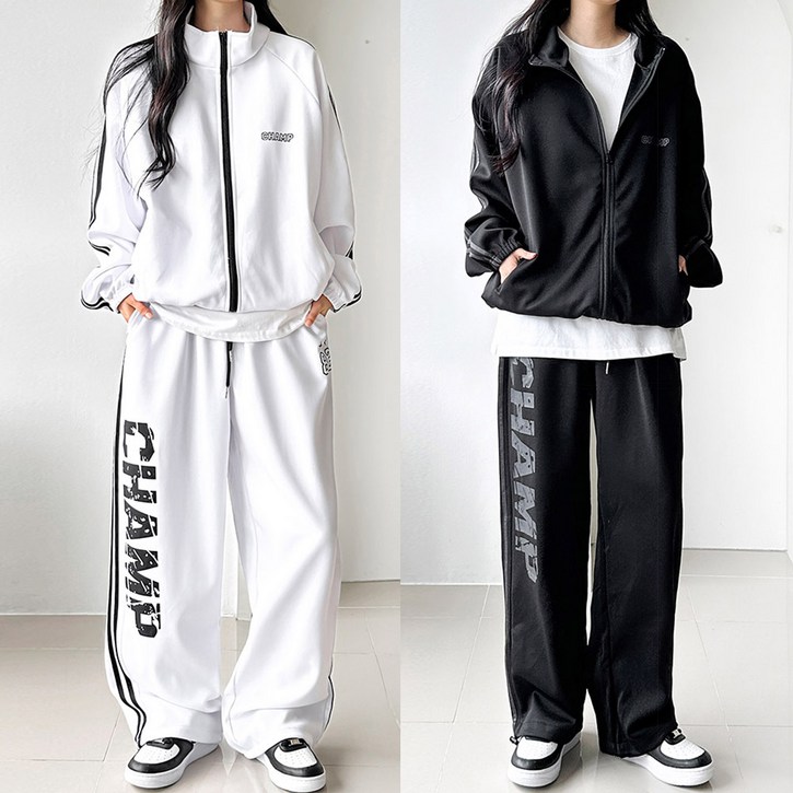 [힙한셋업룩] 챔프 2선 트랙세트 트레이닝 SET 데일리 꾸안꾸 스트릿 와이드팬츠 자켓 운동복 남녀공용