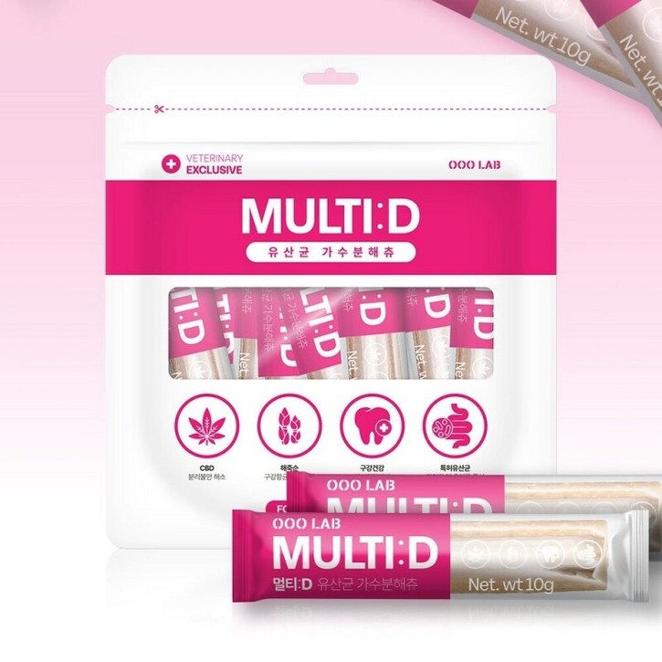 아오오랩 멀티D 유산균 가수분해츄 프리미엄 양치껌