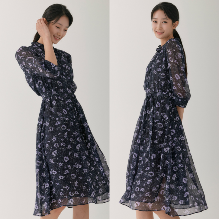 지센 원피스 이월상품 부산점 쉬폰 패턴 원피스 LFOPO801 1컬러