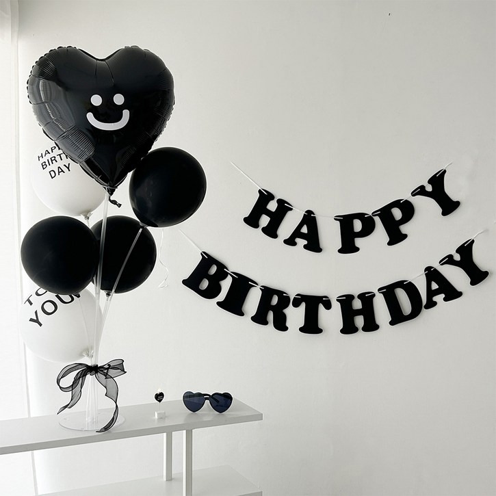 하피블리 생일가랜드 생일파티 용품 세트, 생일가랜드(블랙) 2