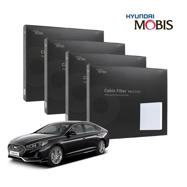 현대모비스 정품 프리미엄 에어컨필터 2년분 4개입 2012년~2018년식 적용 K3 전용