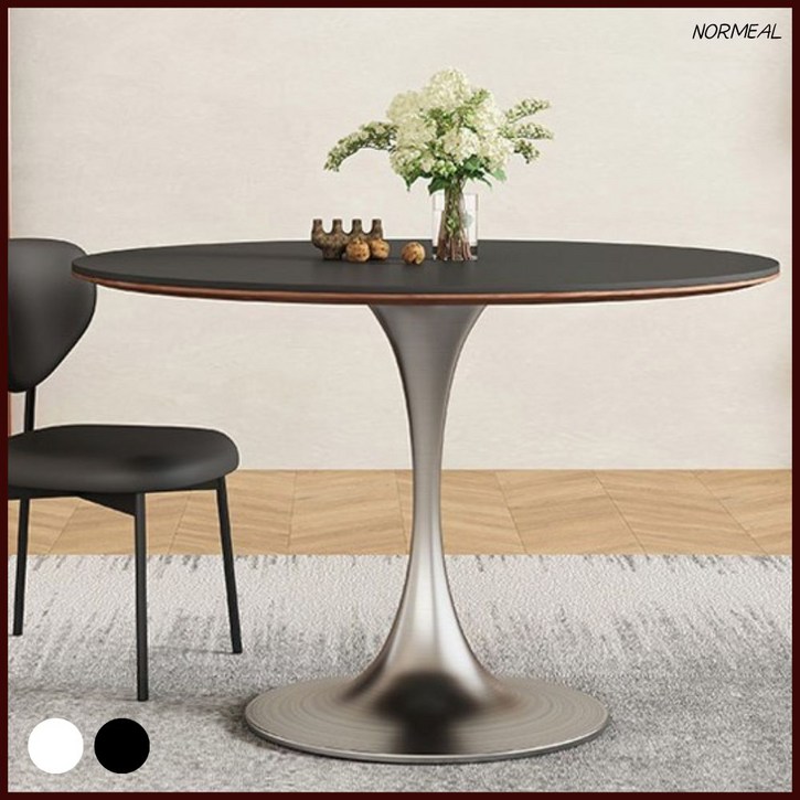 NORMEAL 하이엔드 메탈 코어 구조 세라믹 원형식탁 까페 테이블 스테인리스 화이트 블랙