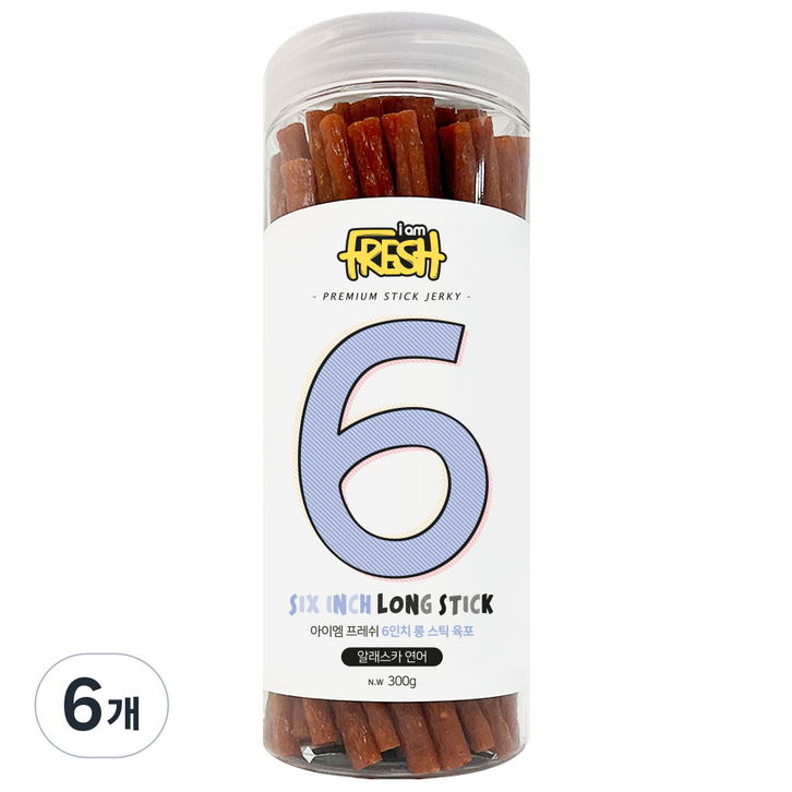 아이엠프레쉬 강아지 롱 스틱 육포, 알래스카 연어, 300g, 6개
