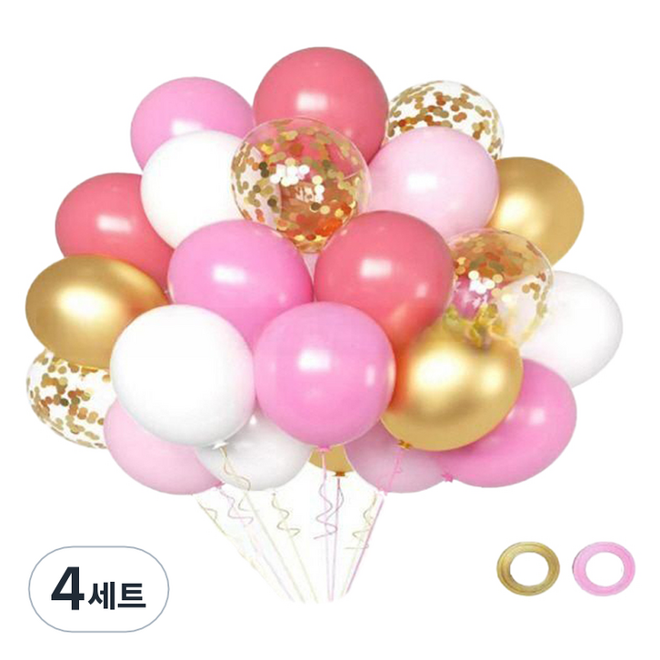 만들하비 컨페티 풍선 30p 세트, 골드로즈랜덤발송, 4세트