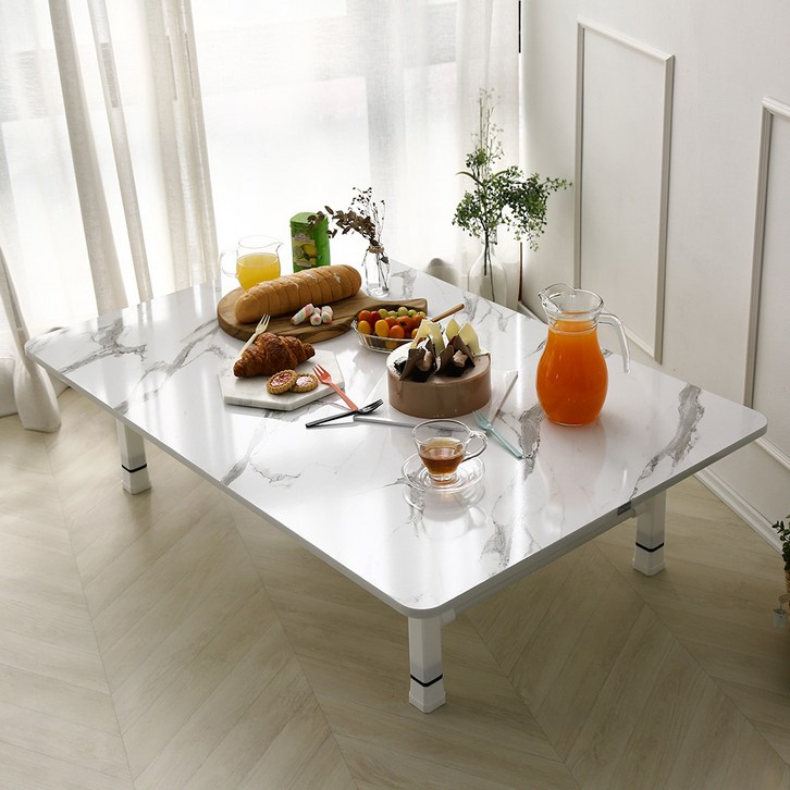 레몬트리 높이조절 접이식 테이블 1200 x 800 mm, 마블 화이트 - 쇼핑뉴스