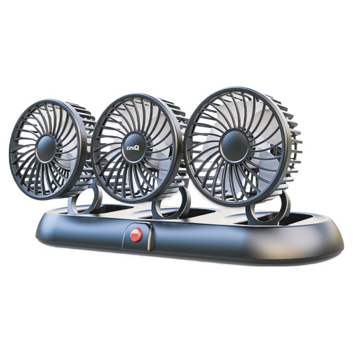 지니큐 USB타입 3헤드 차량용 5엽날개 3단풍량 써큘레이터, 블랙, FC300A
