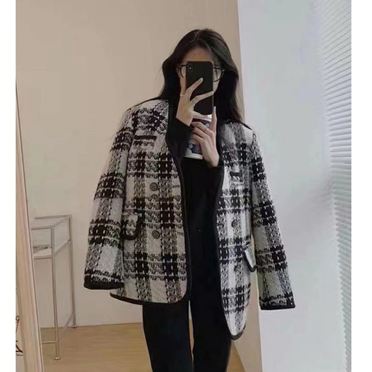 산드로모스콜로니 프렌치트위드체크숏코트 가을 세련되고 모던한 상의녀