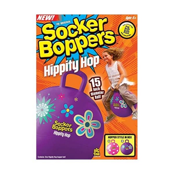 Socker Boppers Hippity Hopper Ball, 어린이용 풍선 점프 균형 15 공, 축구공, 실내 및 실외 놀이, 내구성이 뛰어난 헤비 게이지 비닐, EZ 그립