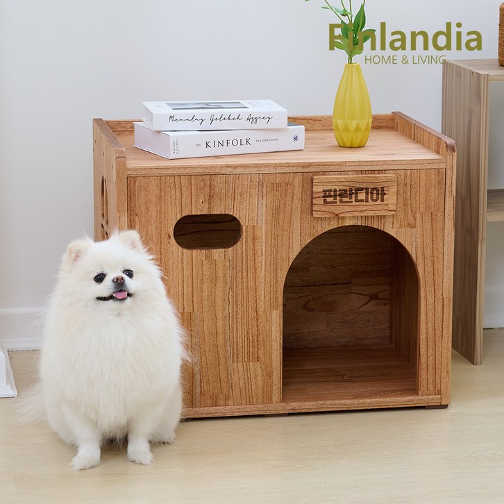 핀란디아 엘렌 원목 강아지집A 애견하우스, 1개, 브라운