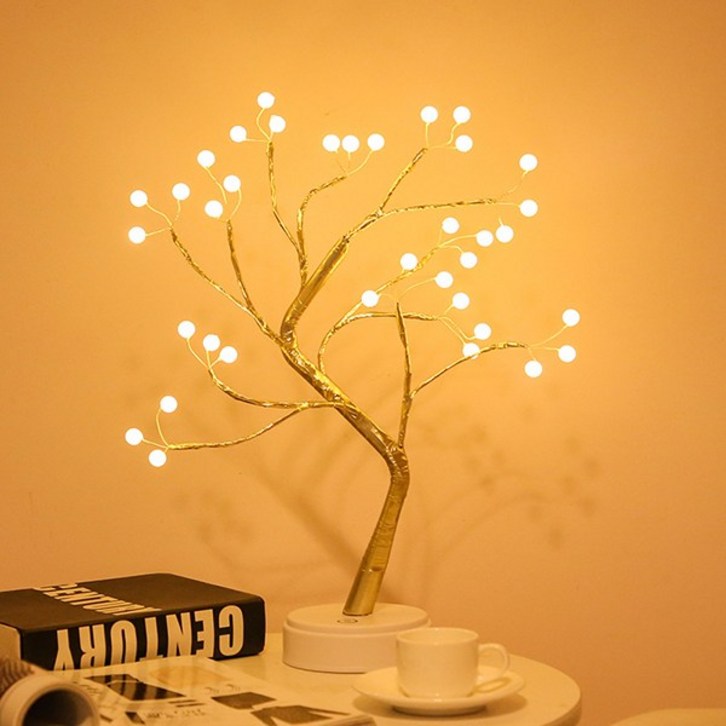 치프몰 LED 자작나무 트리 조명 50cm 10종, 동그라미 36구(웜화이트) 금색 나무