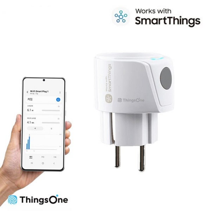 스마트싱스 컴팩트 스마트 플러그  WIFi 전력측정 원격제어 콘센트, 1개