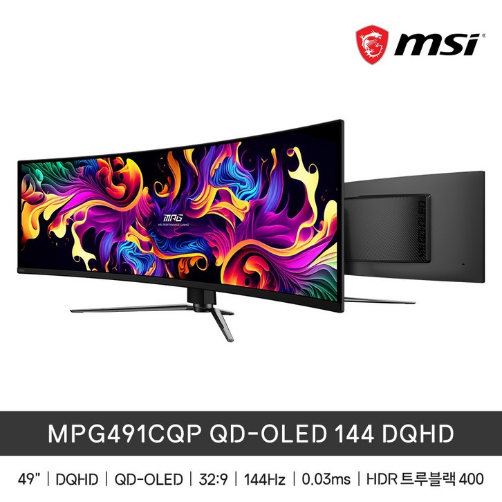 [물류직발송]MSI MPG 491CQP QD-OLED 144 DQHD 커브드 모니터 144Hz / 0.03ms / 250cd, 123cm, 491CQP