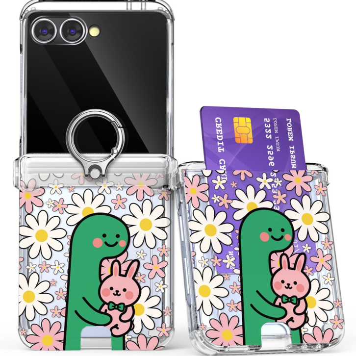 갤럭시Z 플립 5 6 7 데이지 다이노 핑거링 카드수납 하드케이스