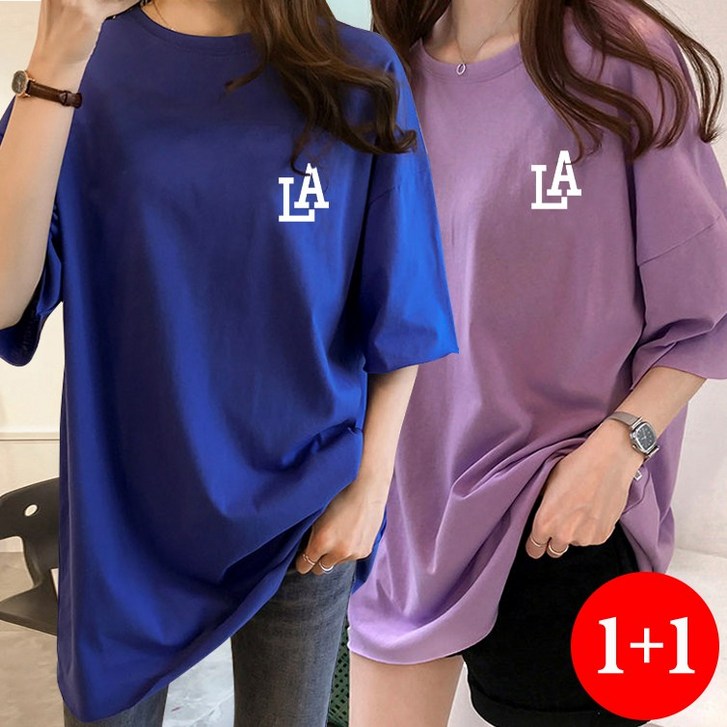 11 스타일아유 여성 여름 오버핏 반팔 티셔츠 빅사이즈 LA 여자 루즈핏 롱박스티셔츠 데일리룩