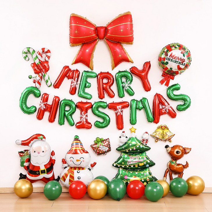 피앤비유니티 메리크리스마스 리본 눈꽃 풍선 세트