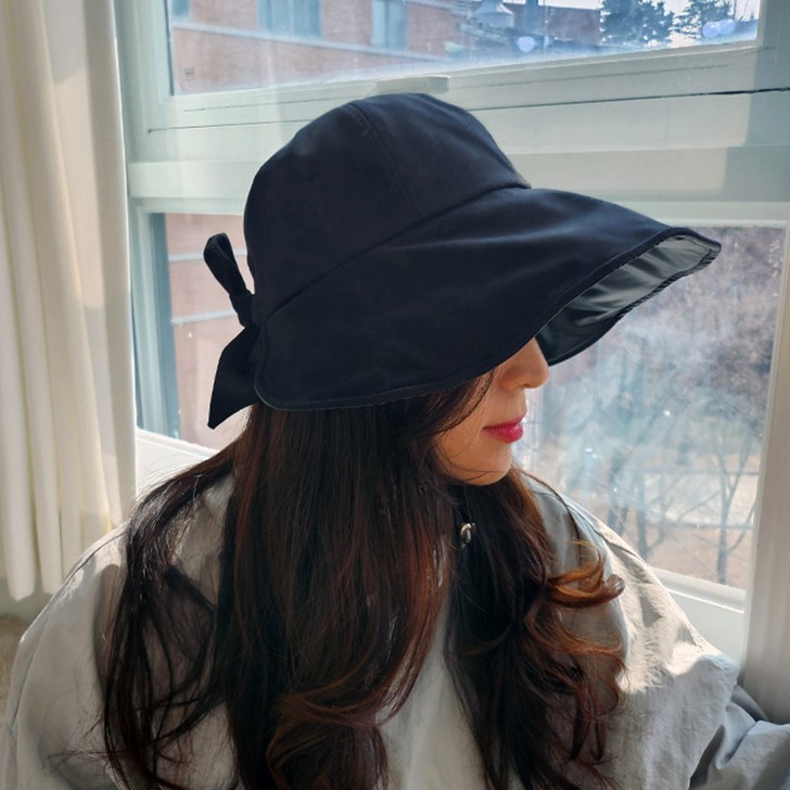 모루잡화점 여성 자외선차단 모자 여름 블랙