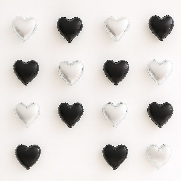 해피제이니 미니하트 20개 파티 이벤트 생일 은박 호일풍선 파티풍선 세트, 1세트, 블랙 미니하트 하트풍선만