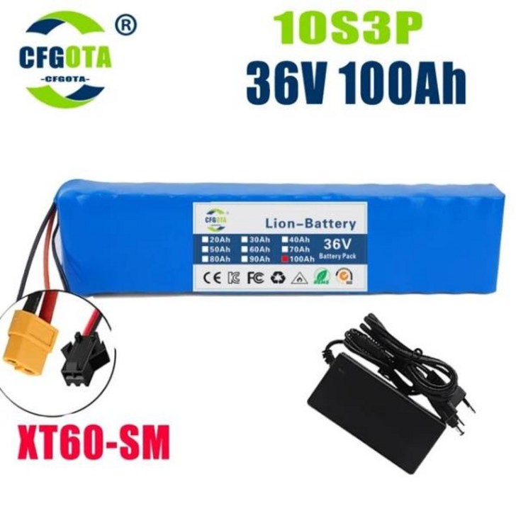 18650 충전식 리튬 배터리 팩, 10S3P, 36V, 100Ah, 1000W 전력 수정 자전거 전기 스쿠터 차량, BMS 포함