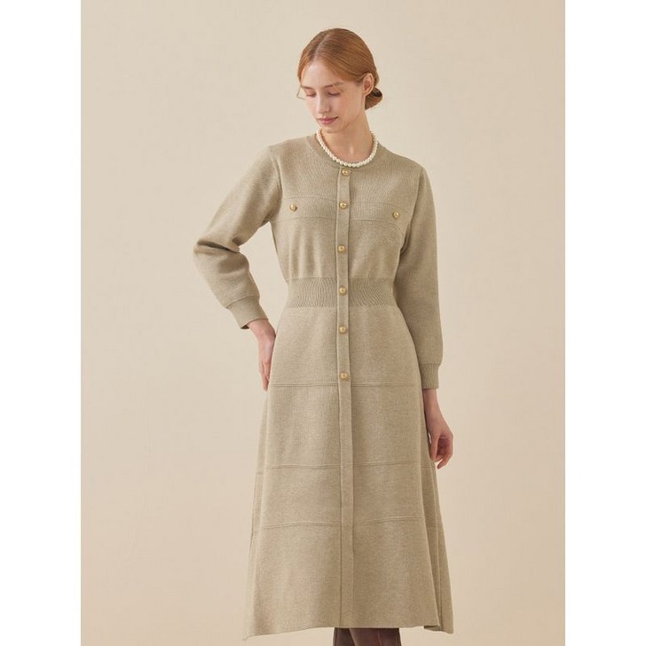 매긴 골드 버튼 니트 원피스 M5W1OP3061