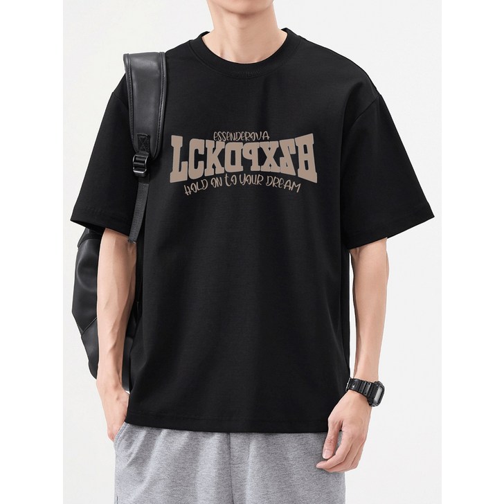 그래픽 매장 티셔츠 남성 빈티지 스타일의 티셔츠, 루즈한 라운드넥 반팔, 시즌 캐주얼 스트리트웨어