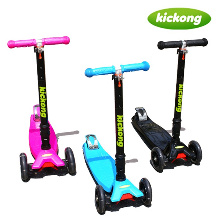당일발송킥콩2 킥보드 씽씽카 퀵보드 안전주행가능 3단높이조절 신상품 업그레이드신제품 어린이킥보드 접이식 광폭휠타이어 고급 인싸킥보드 4바퀴 LED 자체발광바퀴 3단높이, 핑크, 1개