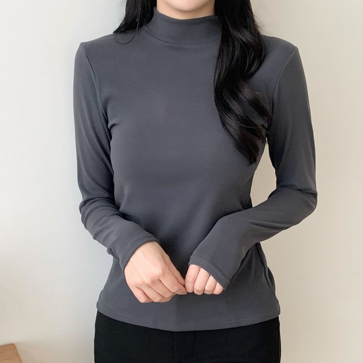 바바 여성 소프트 웜 도톰기모 반목티 긴팔 티셔츠