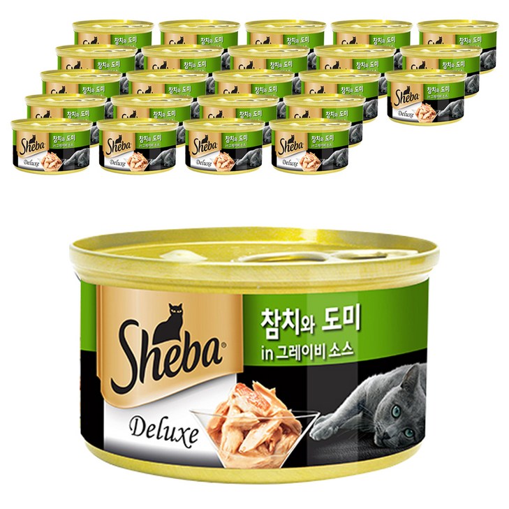 쉬바 반려묘용 간식 캔, 혼합맛참치도미, 85g, 24개