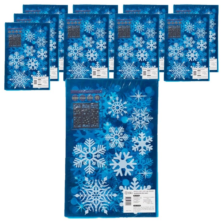 민화샵 크리스마스 정전기 스티커 눈꽃 I250045A, 혼합색상, 10개