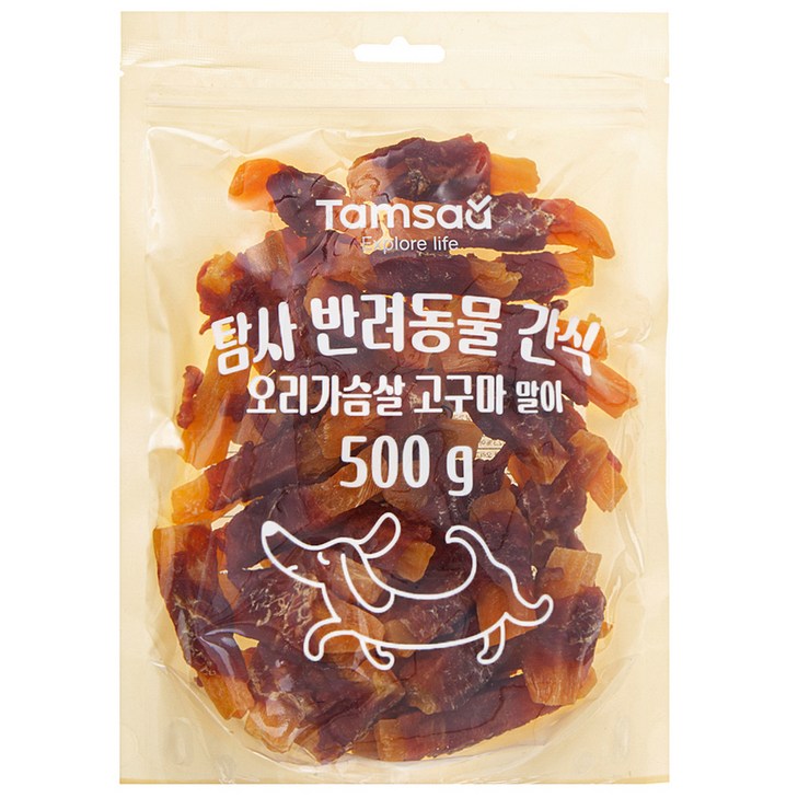 탐사 반려동물 간식 오리가슴살 고구마 말이, 500g, 1개