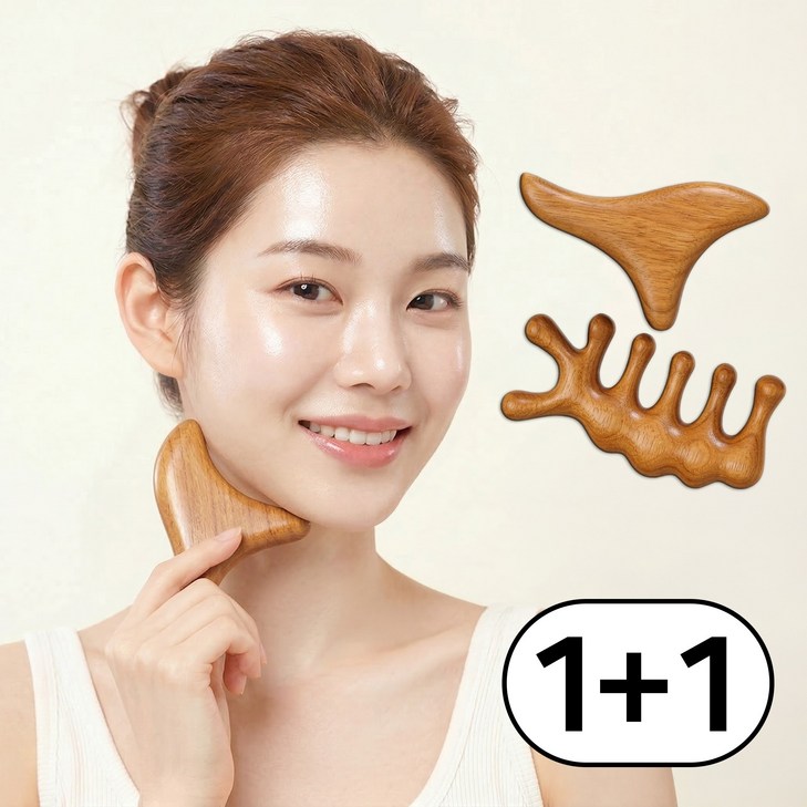 나우드 나무 괄사 마사지기 두피 얼굴 바디