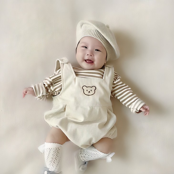 당일발송 아기 베이비 봄 가을 옷 긴팔 티셔츠 멜빵바지 상하복 세트 바디수트 외출복