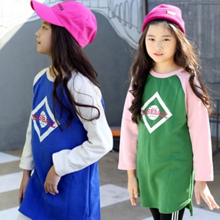 리틀소녀 기모베이스볼기모롱티 티셔츠