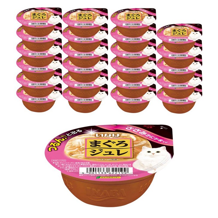 이나바 마구로쥬레 고양이간식 IMC170, 닭가슴살 게살 혼합맛, 65g, 24개