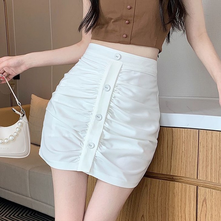 라오농 여성용 여름 슬림핏 스판 주름스커트 캐주얼 미니스커트0d4f04LL
