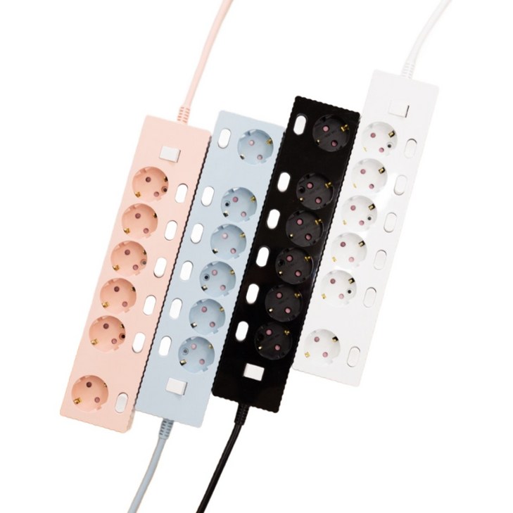 쿠폰19 파워존 자동소화 웨이브 멀티탭 콘센트 화재예방 개별 절전 과부하차단 6구, 자동소화 개별 6구 블랙, 1개