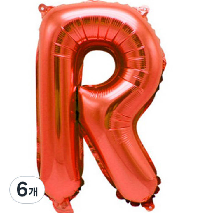 팡파티 레터링 알파벳 풍선 R 40cm, 레드, 6개